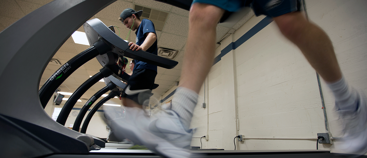 Students exercising on treadmills