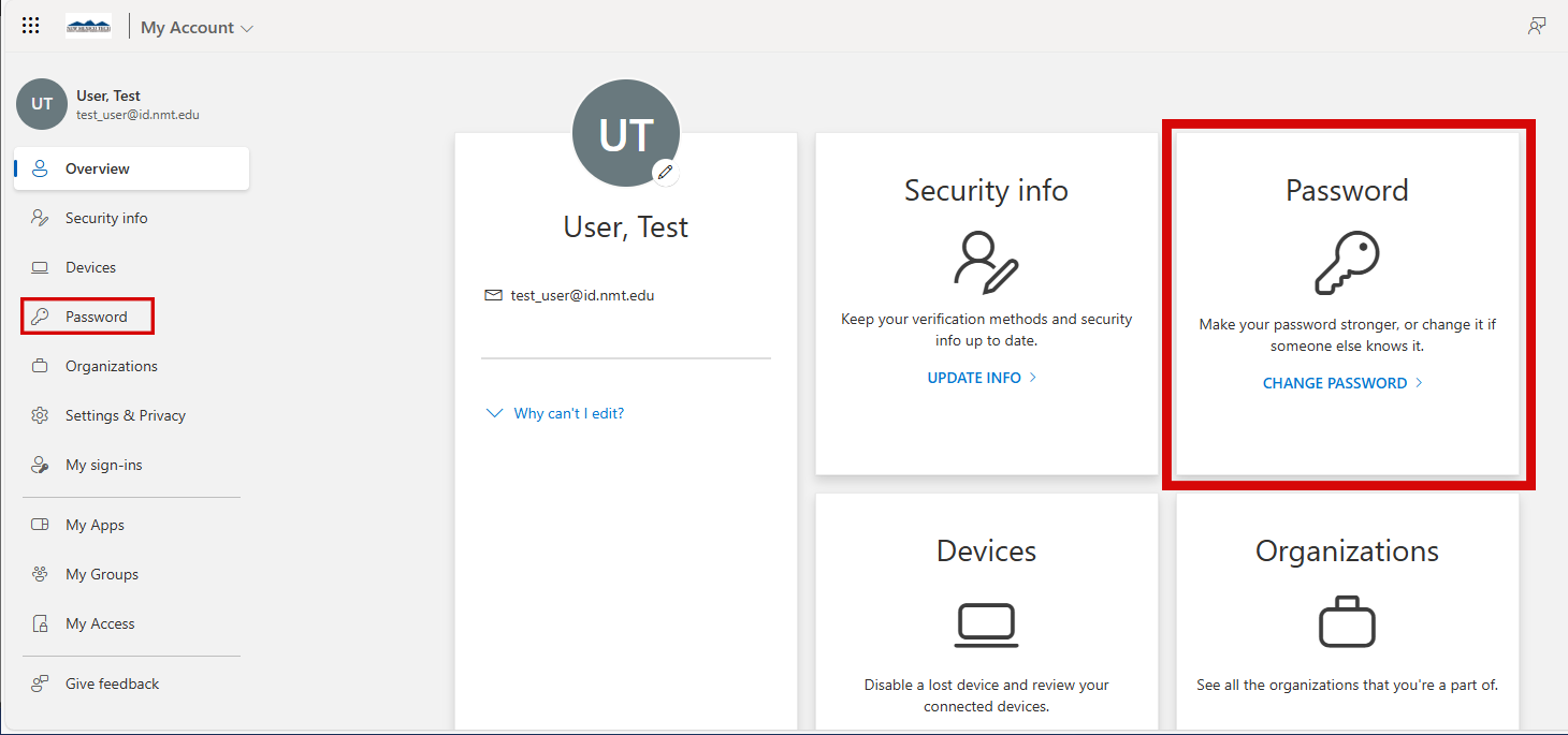 Entra landing page