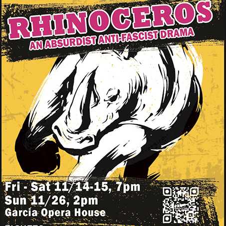 Rhinoceros to be presented by the Socorro Community Theater at the Garcia Opera House the weekend of Nov. 14