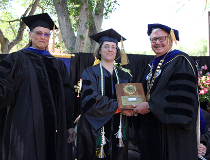 Tina Guth with Lorie Liebrock and President Stephen Wells