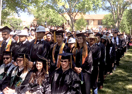 Graduates at commencement