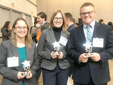 AIChE winners Meghyn Hill, Margaret House, and Jeremy Herman