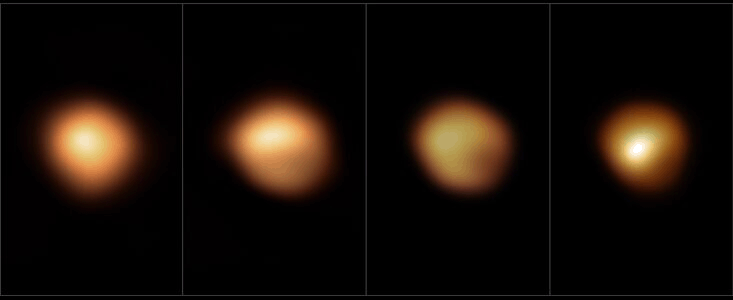 Four images of Betelgeuse dimming