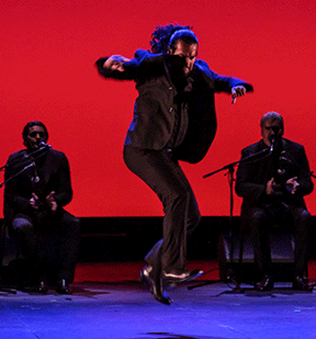 flamenco dancer in midair