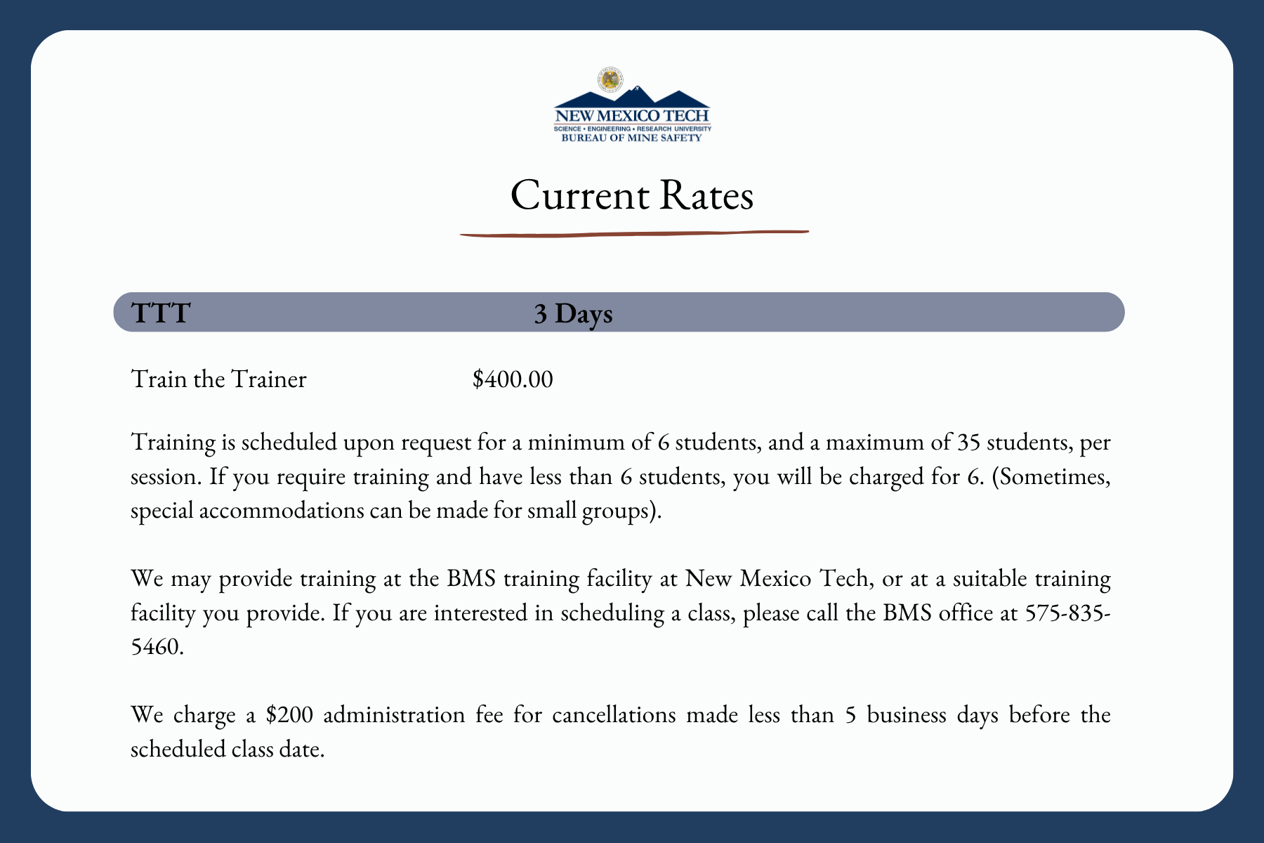 Current TTT Rates