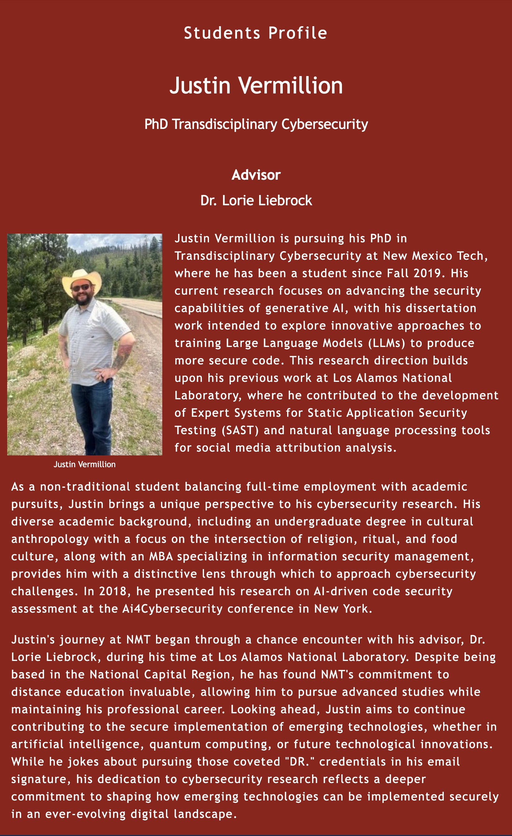 Justin Vermillion Profile