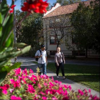 Students touring campus