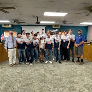 Rugby Team with Tech President Stephen Wells