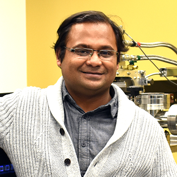 Photo of Dr. Deep Choudhuri, materials engineering professor, in his lab