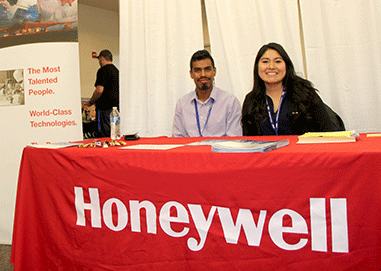 Honeywell recruiters at their booth