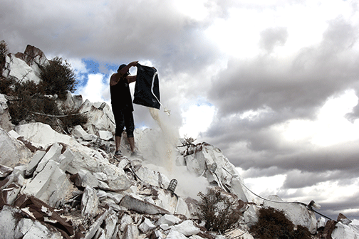 Student dumps marble dust