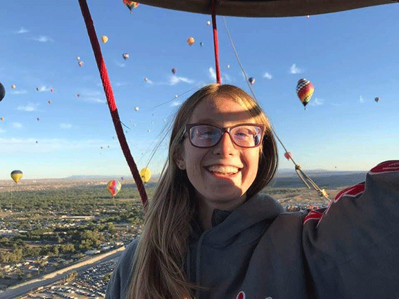 Savannah Bradley selfie while flying